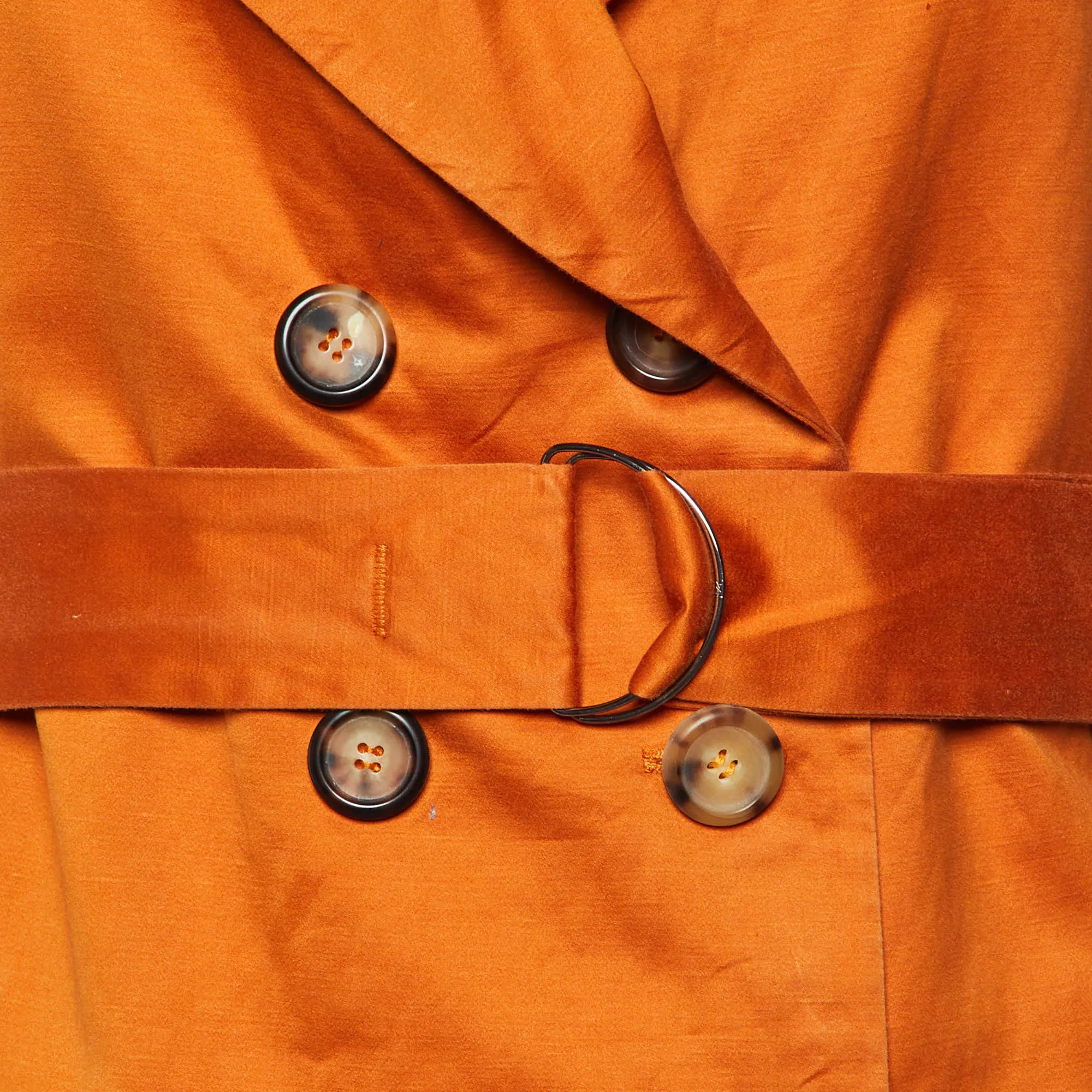 Saint Laurent Orange Cotton Blend Trench Coat