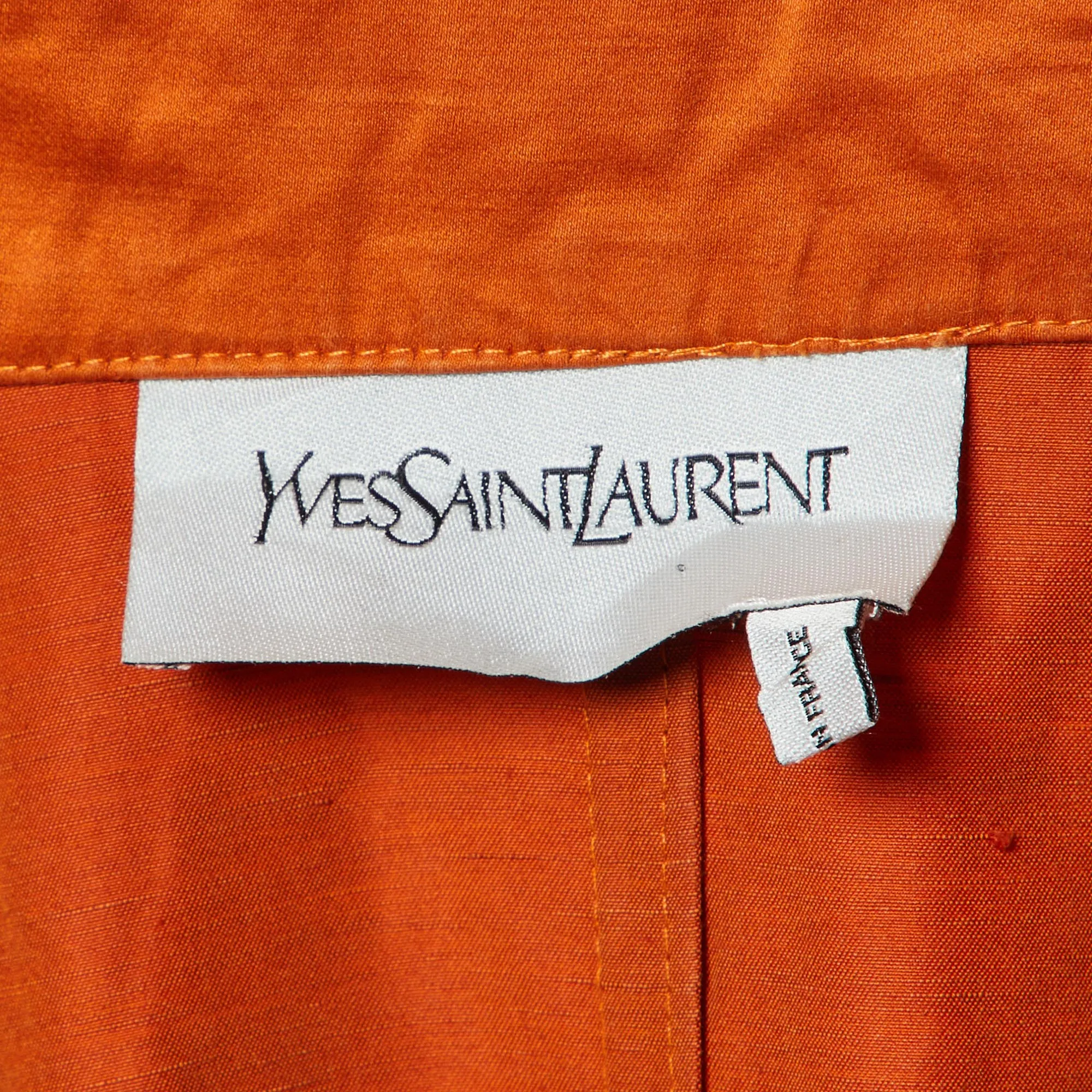 Saint Laurent Orange Cotton Blend Trench Coat