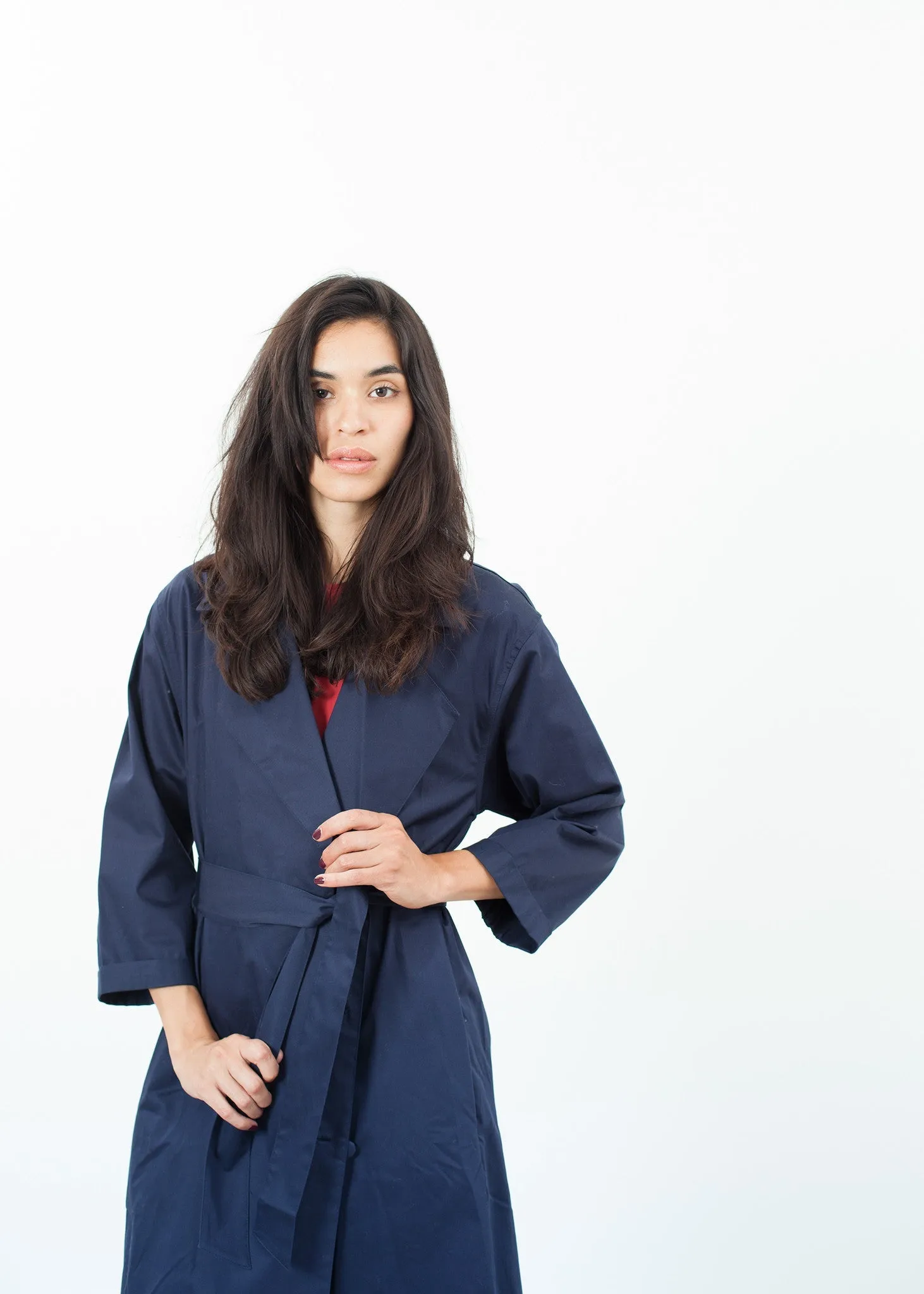 Sateen Trench in Navy - A Stylish and Fashionable Choice