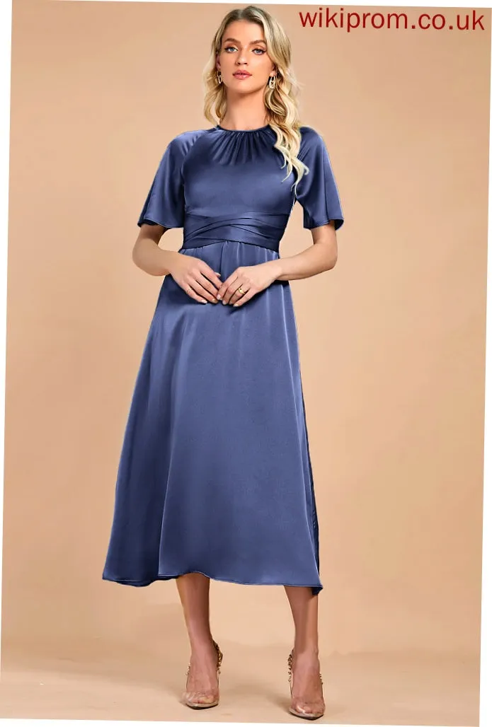 Satin Cocktail Dresses Yamilet Dress A-Line Cocktail Tea-Length