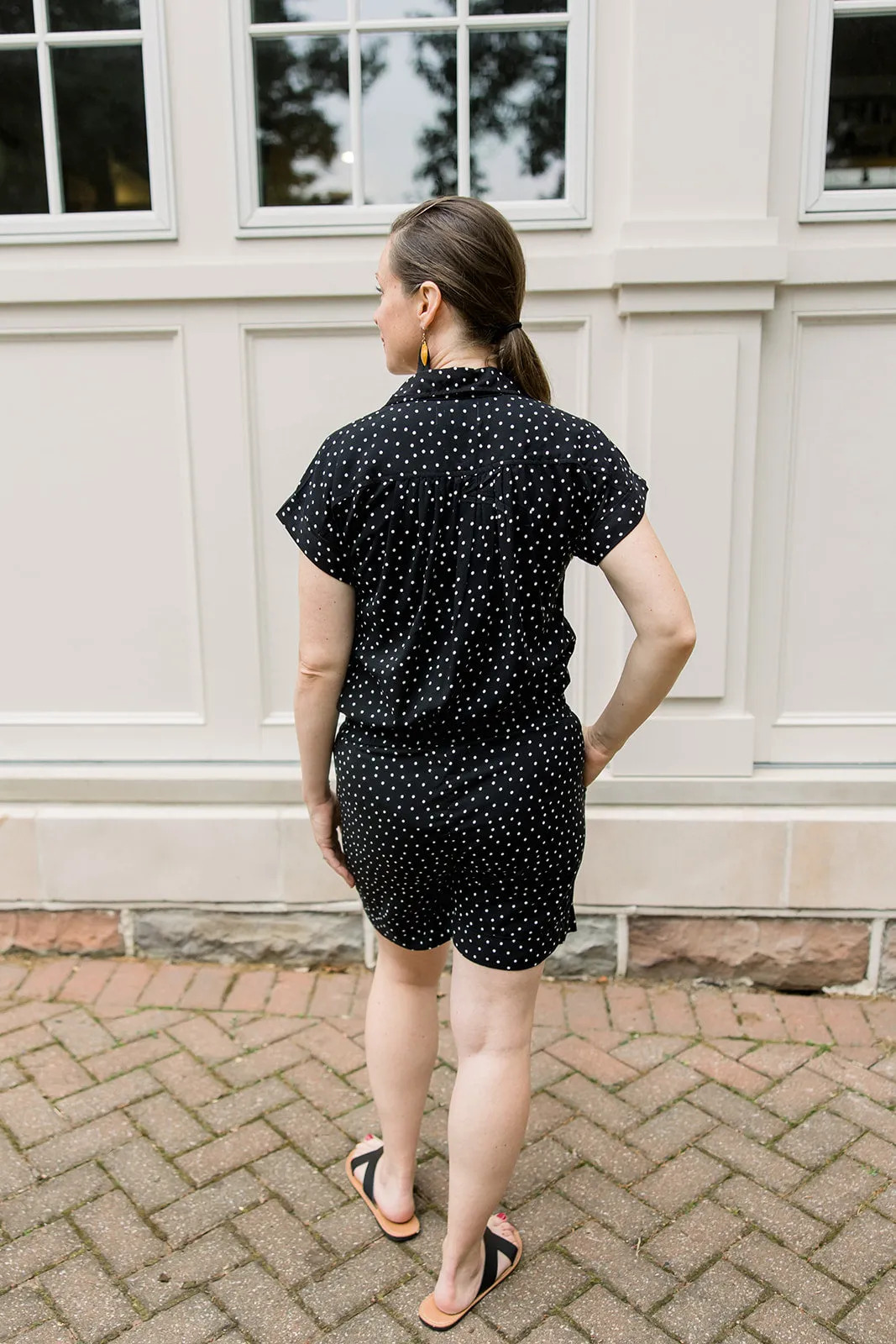 Short Sleeve Button Up Shirt & Polka Dot Shorts