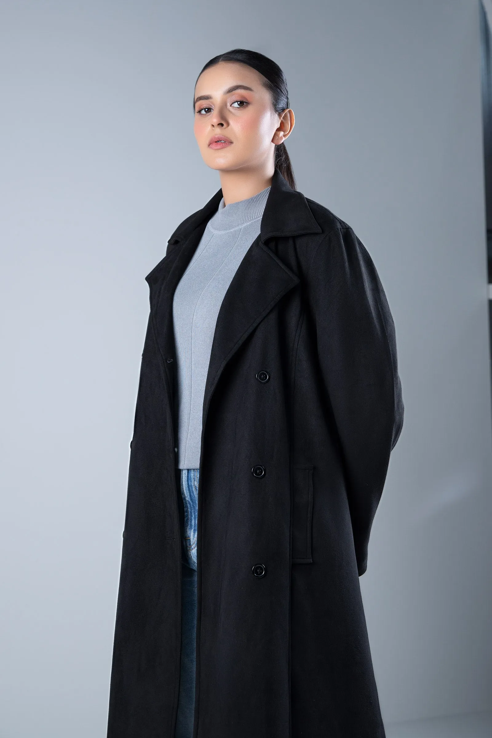 Suede Double Breasted Coat | WEST-W24-61A