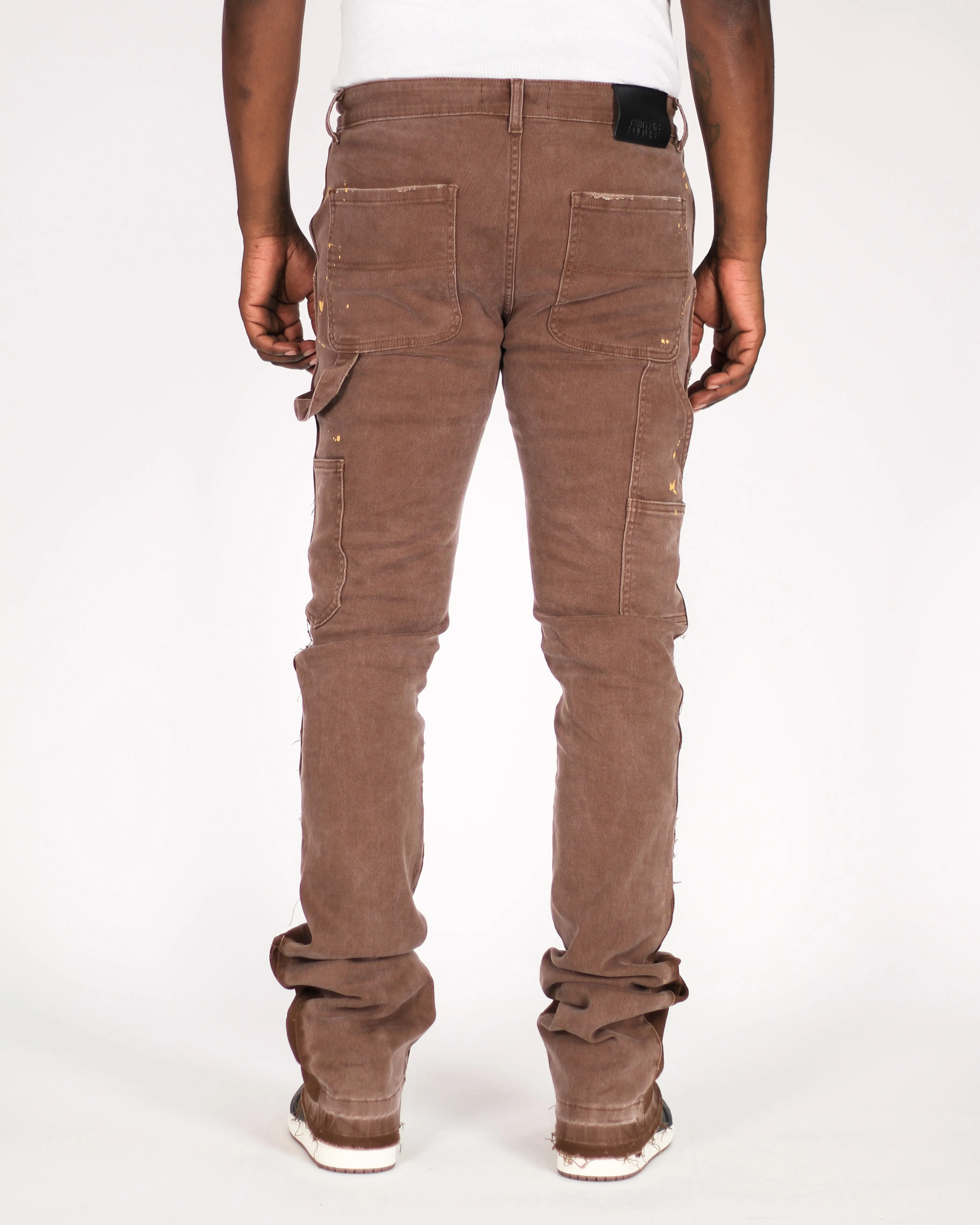 Trinity Kays Kulture Praia Men's SKinny Flare Stacked Jeans In Brown