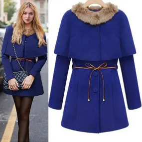 Two Pieces Long Woolen Trench Coat