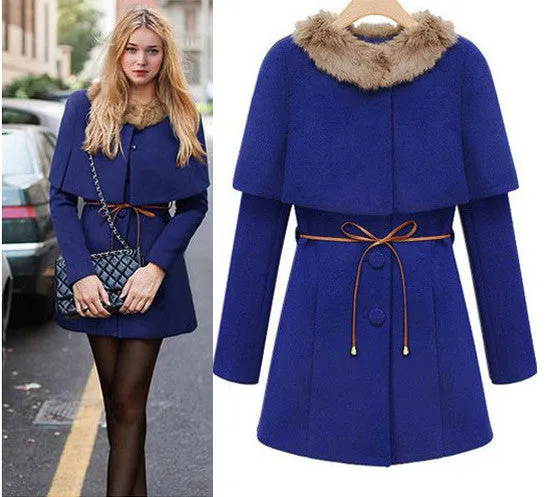 Two Pieces Long Woolen Trench Coat