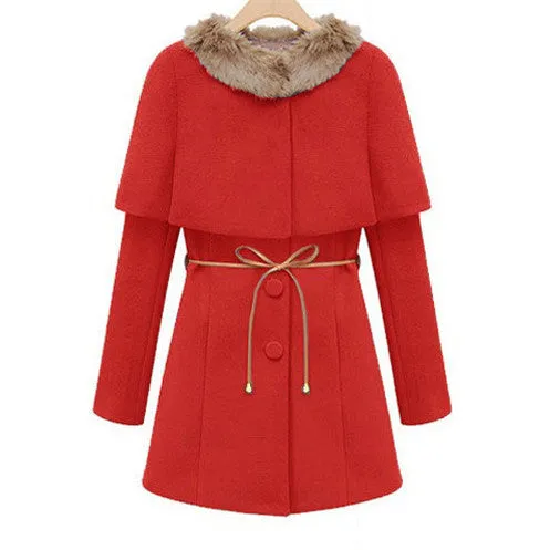 Two Pieces Long Woolen Trench Coat