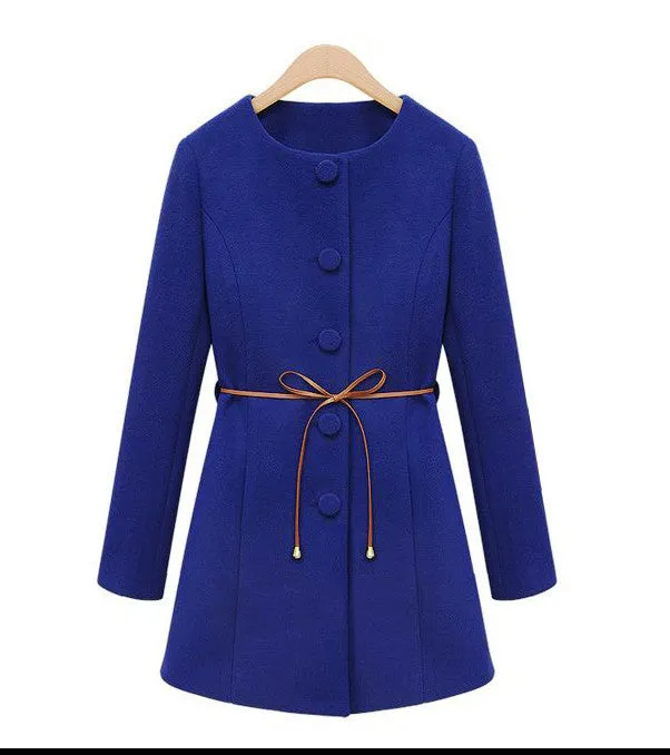 Two Pieces Long Woolen Trench Coat