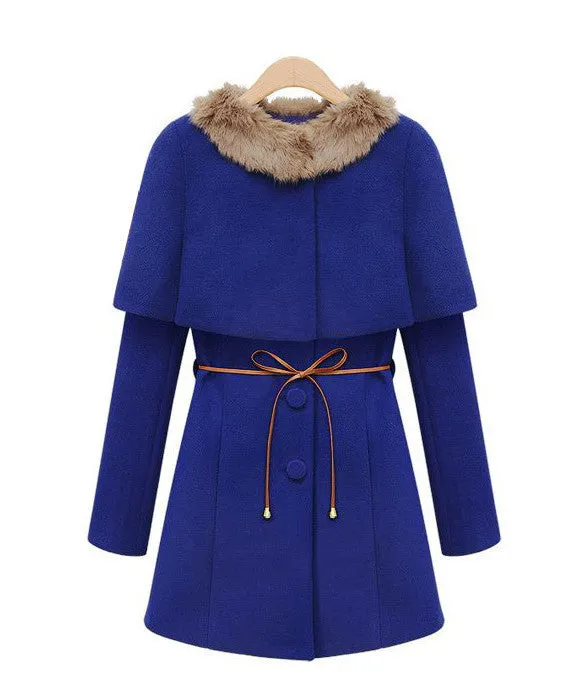 Two Pieces Long Woolen Trench Coat