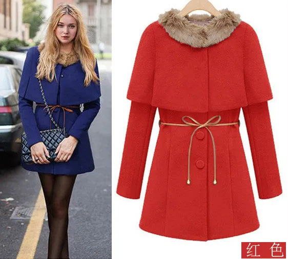 Two Pieces Long Woolen Trench Coat