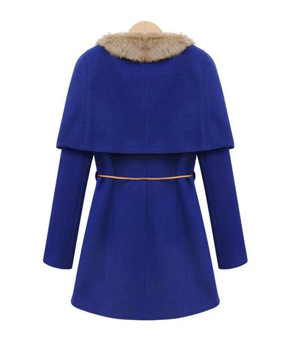 Two Pieces Long Woolen Trench Coat