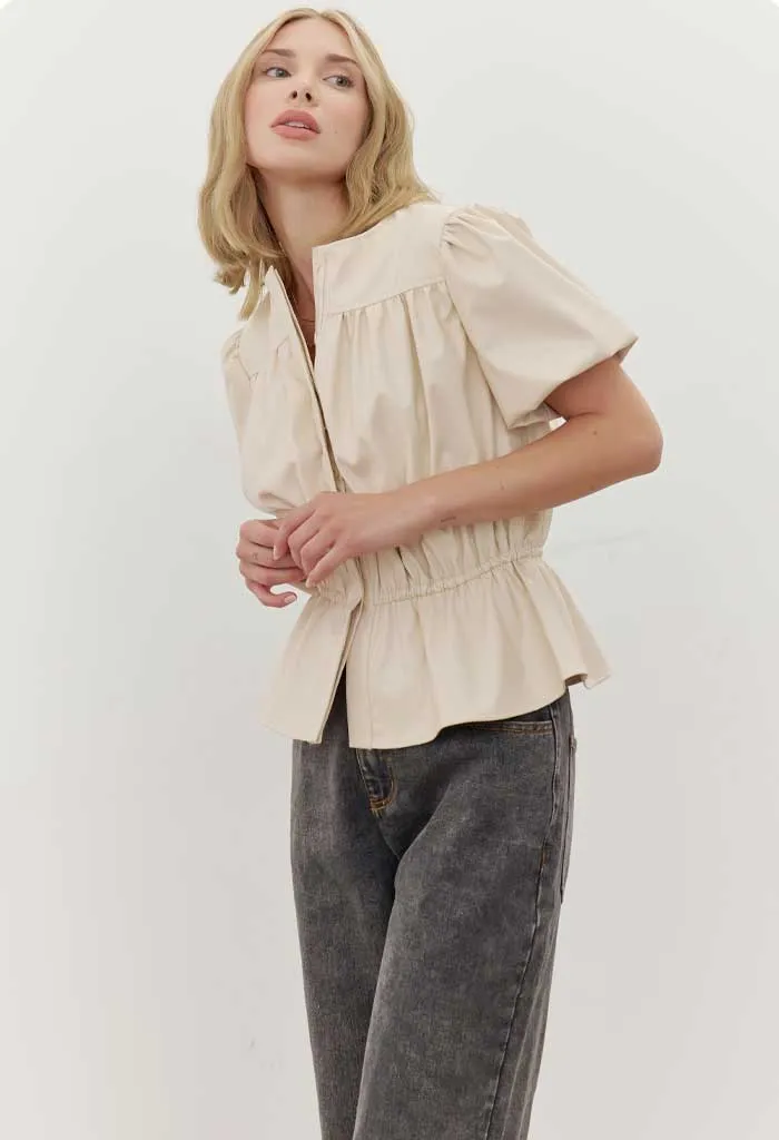 Vanilla Faux Leather Top