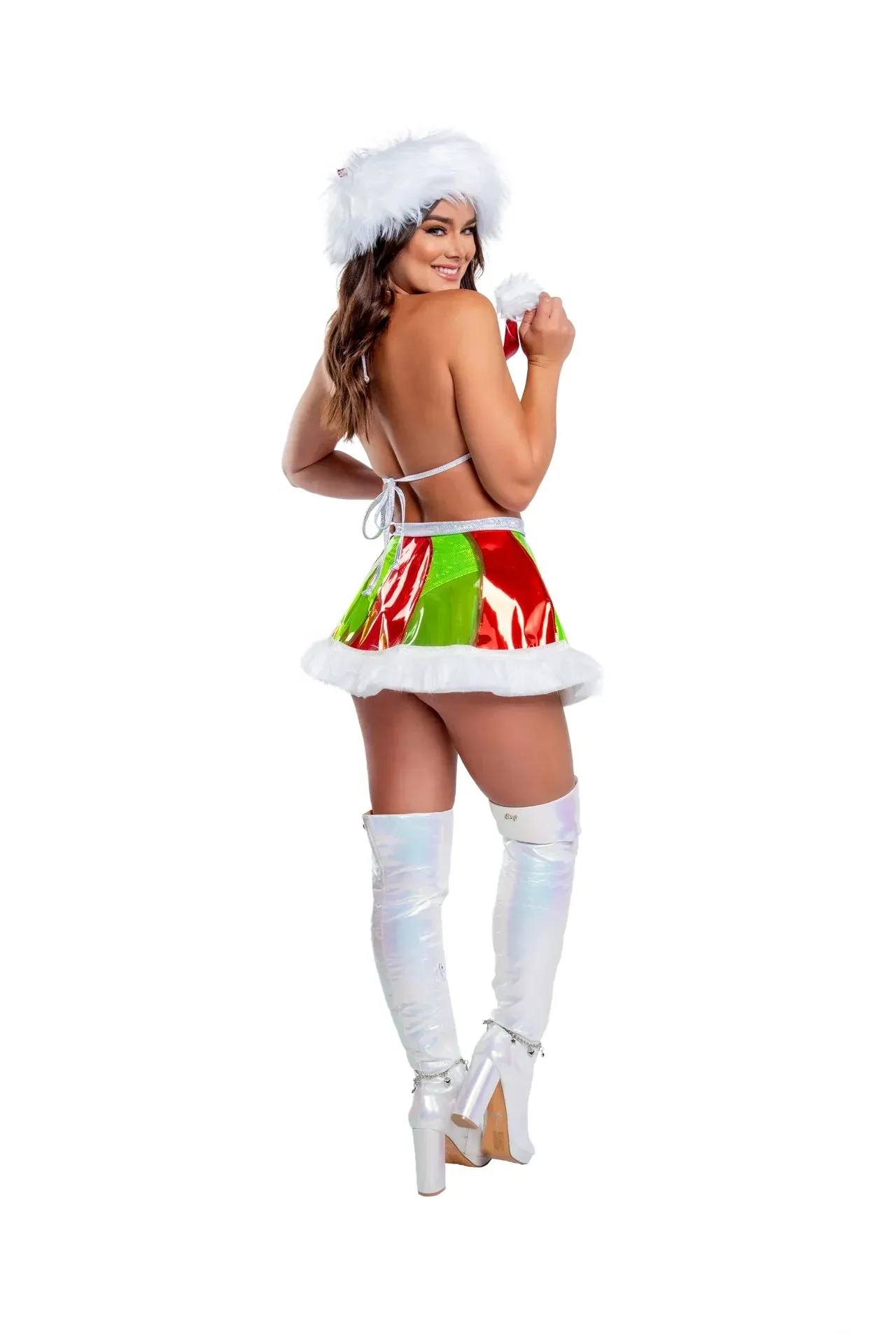 Vinyl and Fur Trimmed Skater Skirt