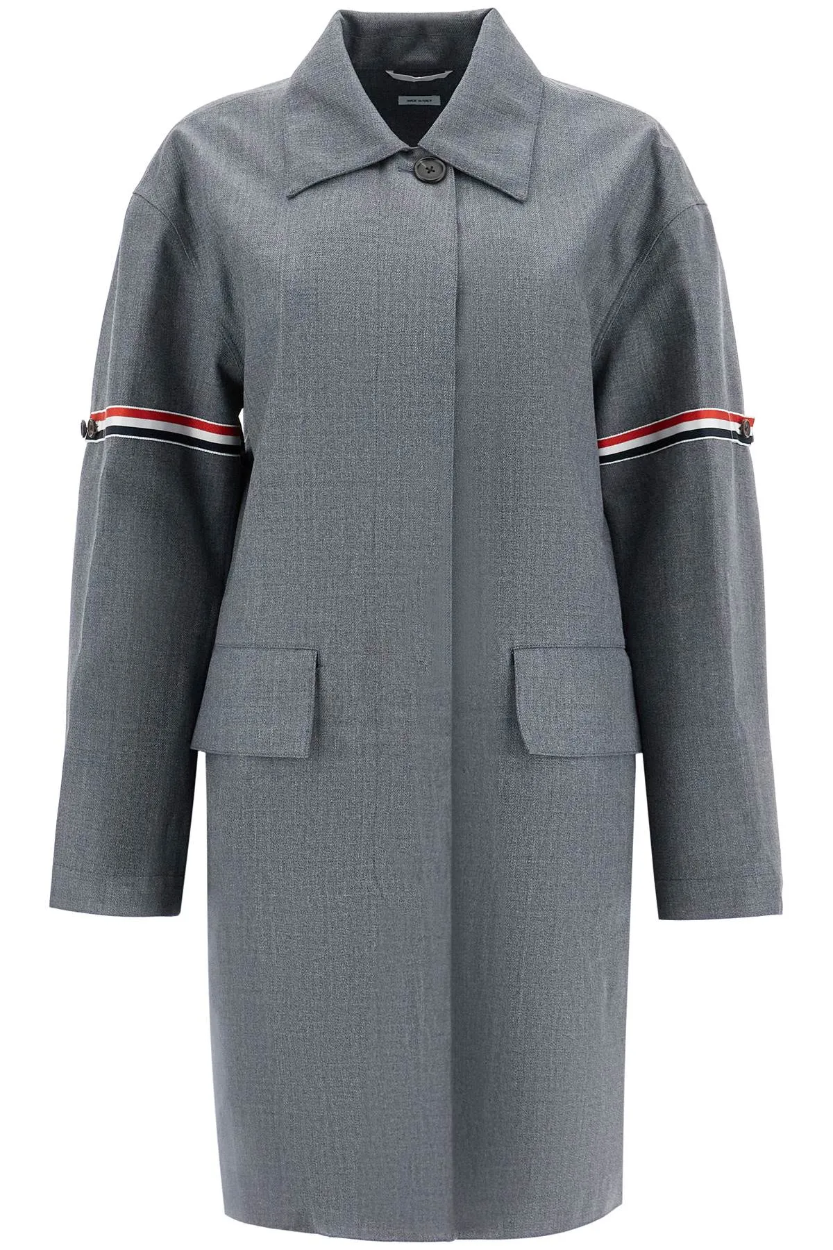 waterproof technical wool coat with rwb stripes FOC859O F0696 MED GREY