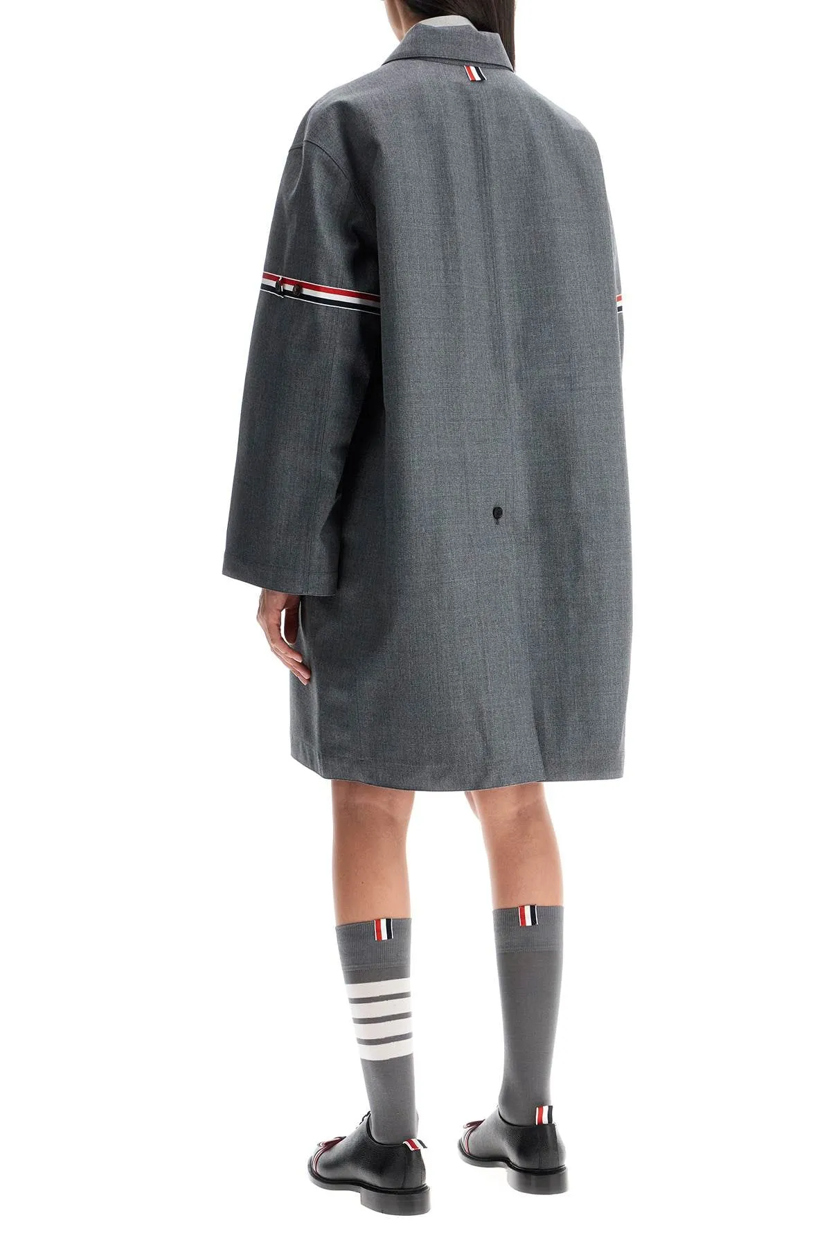 waterproof technical wool coat with rwb stripes FOC859O F0696 MED GREY