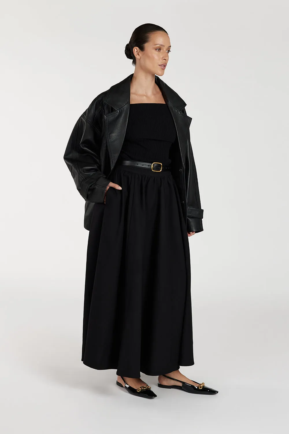 WILLOW BLACK MIDI SKIRT