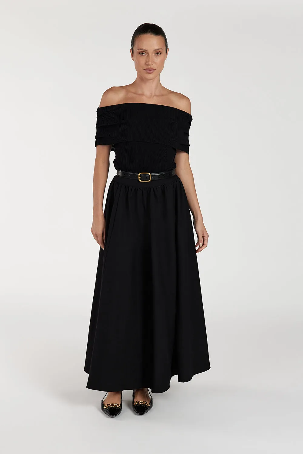 WILLOW BLACK MIDI SKIRT