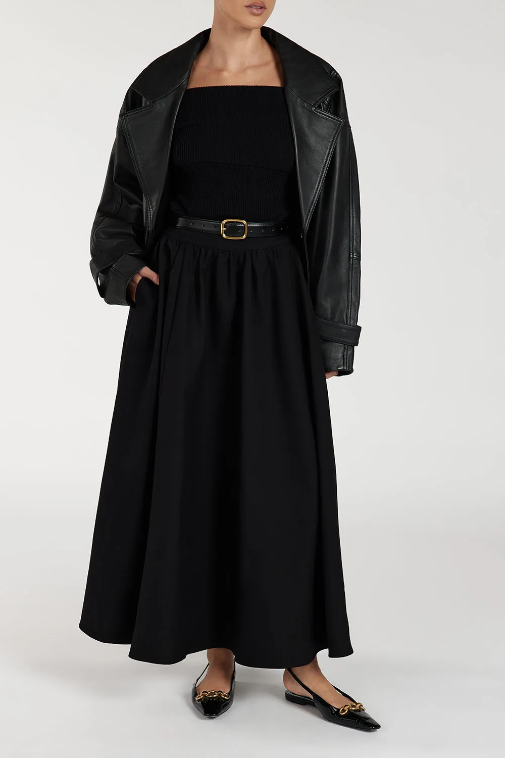 WILLOW BLACK MIDI SKIRT