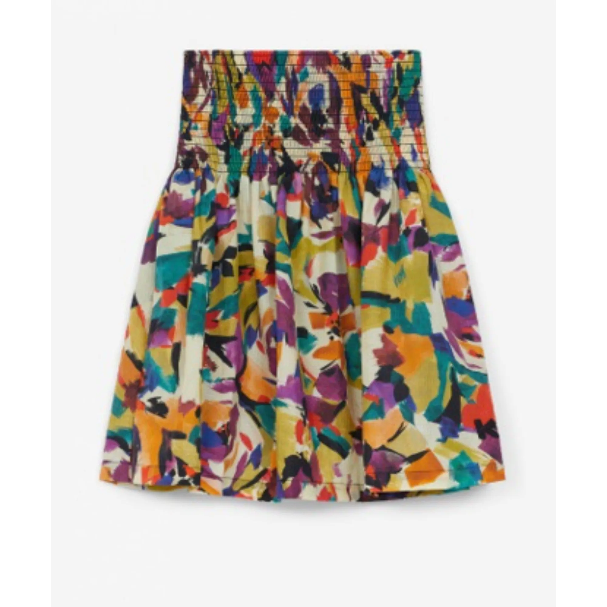 Women Printed Short Flared Skirt - Khaki