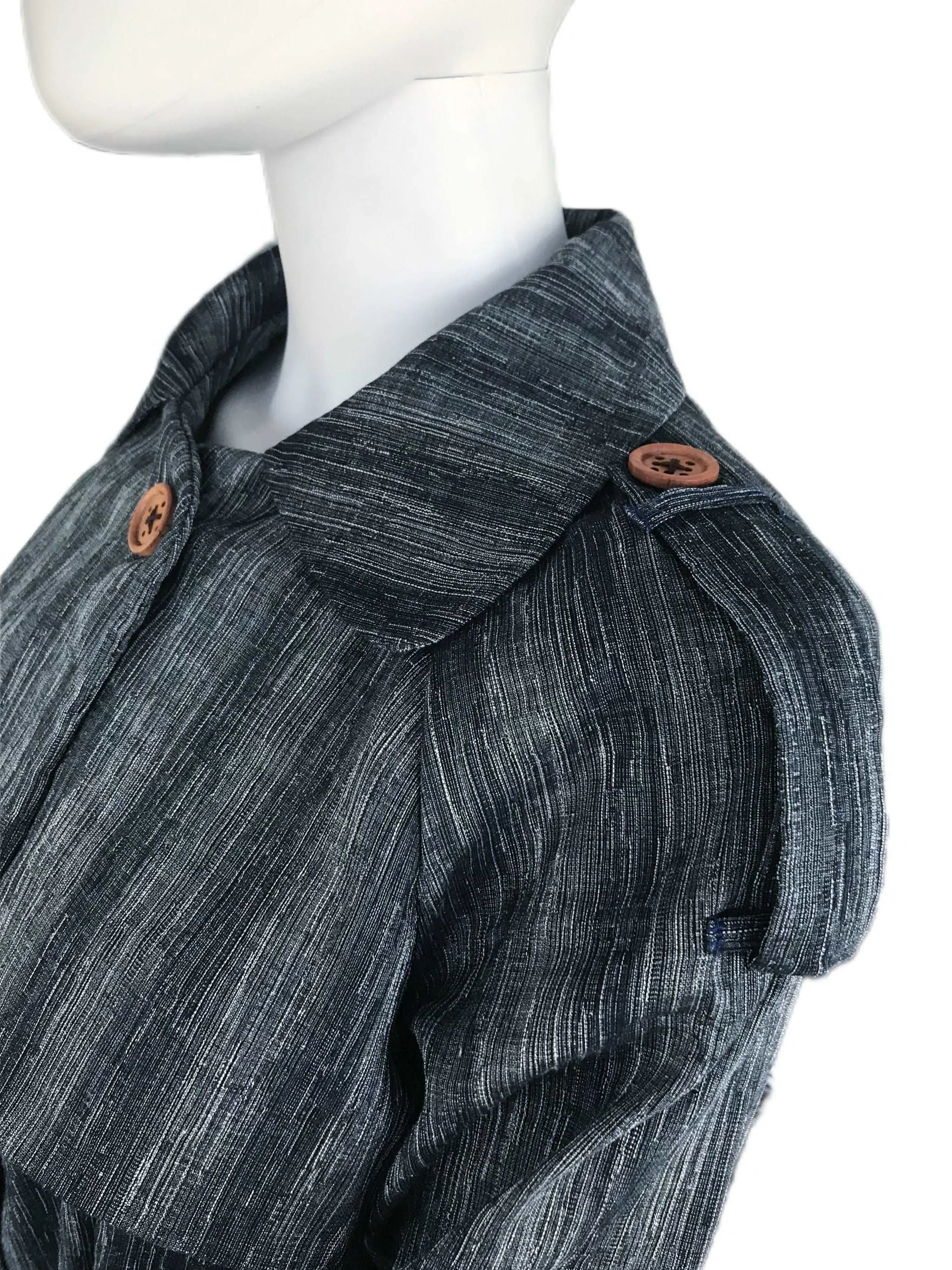 Women's Cropped Denim Trench Jacket- Size Sm/Med